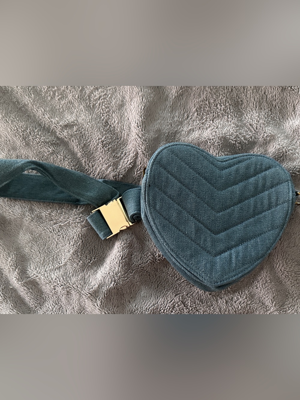 Quilted Heart Crossbody Belt Bag - Slate Blue